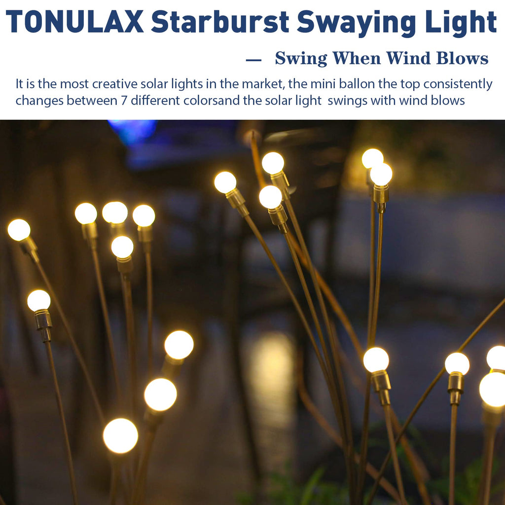 Solar Lights Outdoor, Solar Garden Firefly Lights (8 Pack, 64 LEDs)