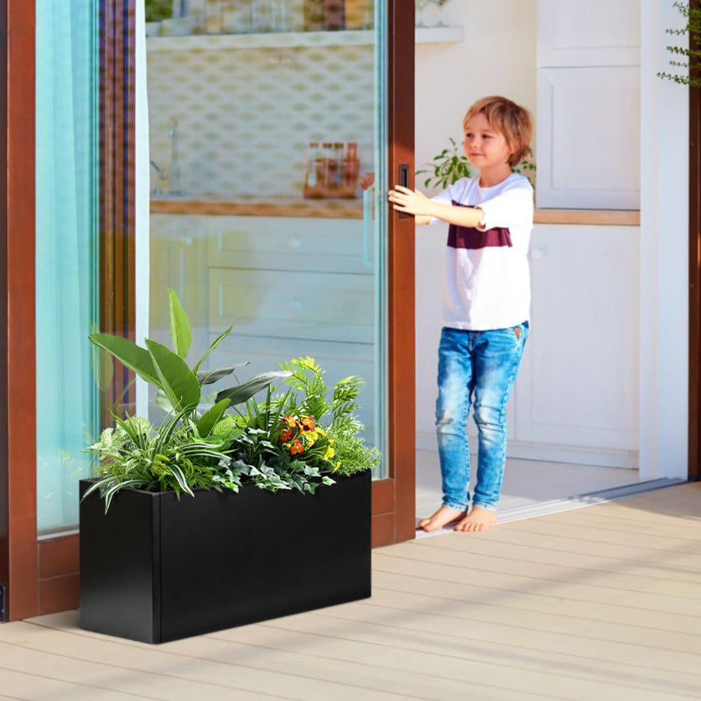 Metal Rectangular Planter 25" L x 11" W x 13" H, Galvanized Steel