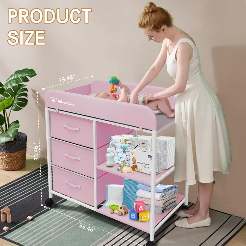 Baby Changing Table, Portable Changing Table, Diaper Changing Station with Waterproof Pad, Changing Table Dresser