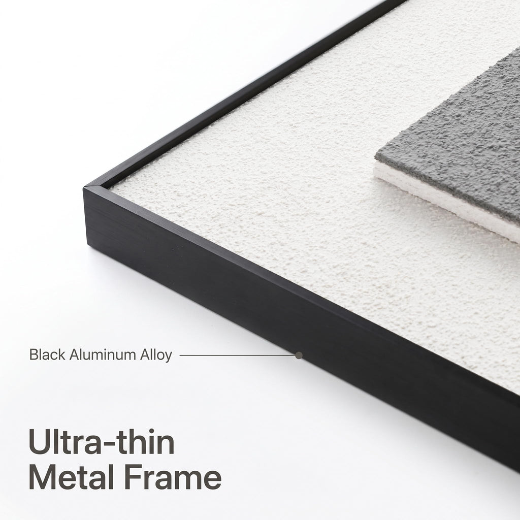 3Pcs 3D Sandstone Wall Art, Black Frame Abstract Geometric Relief