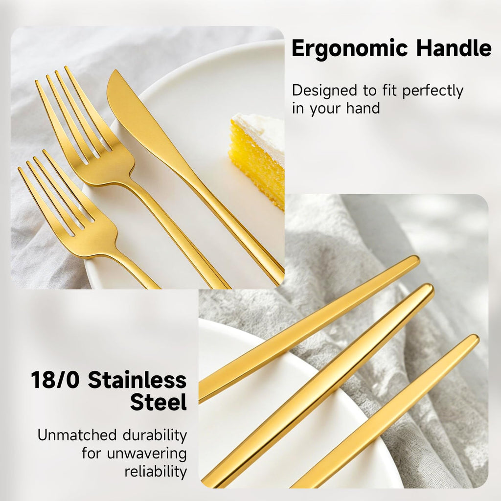 Gold Silverware Set for 12, 60 Piece Stainless Steel Flatware Cutlery Set