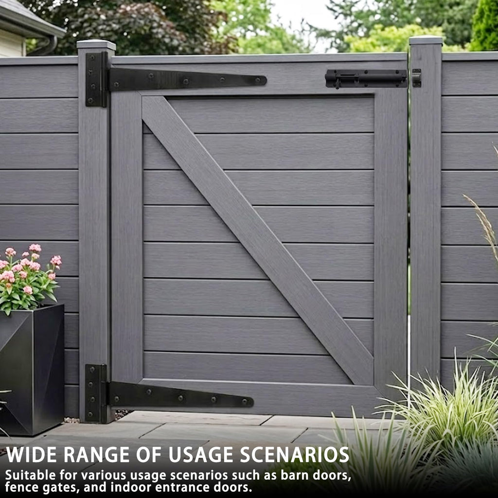 14 Inch Heavy Duty Gate Hinges Slide Bolt Latch Kit 2PCS Barn Door Hardware