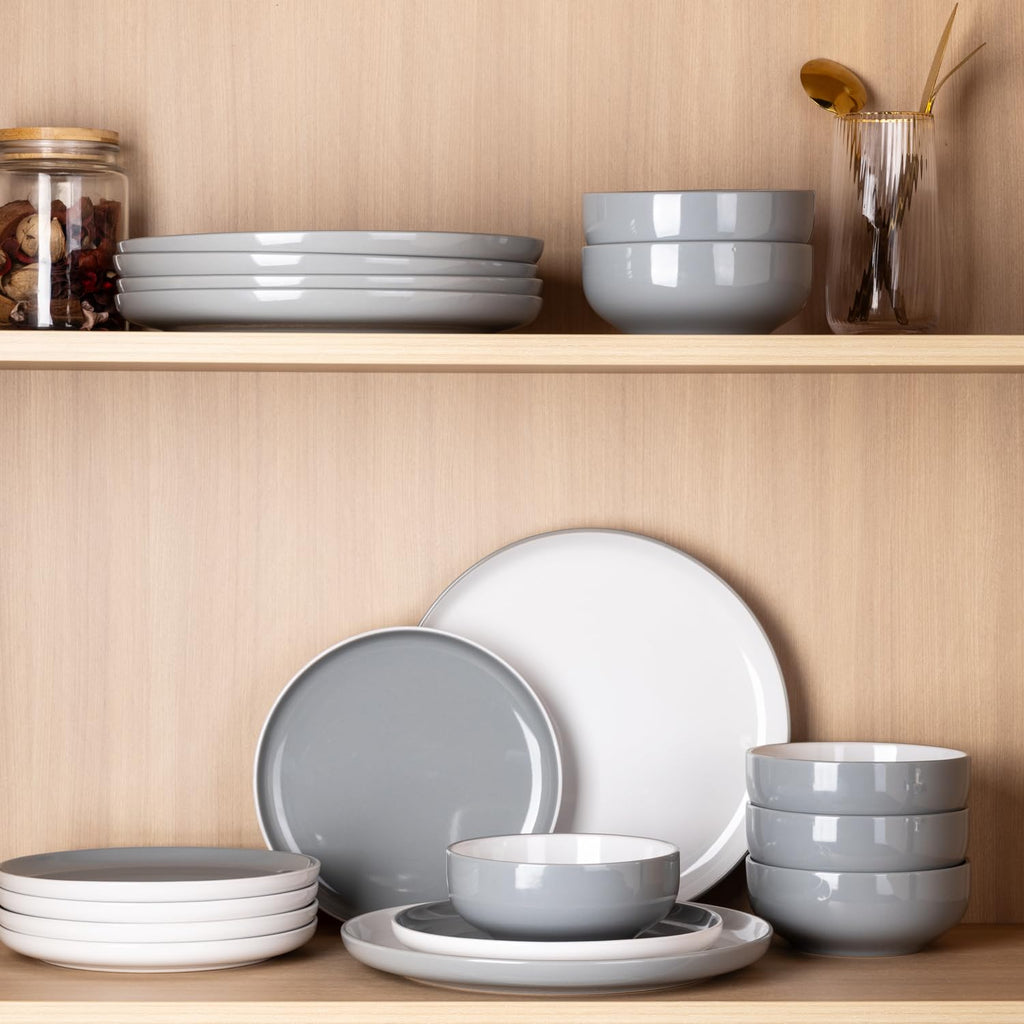 Ceramic Dinnerware Set for 4, 12 Pcs Plates and Bowls Sets Dishes
