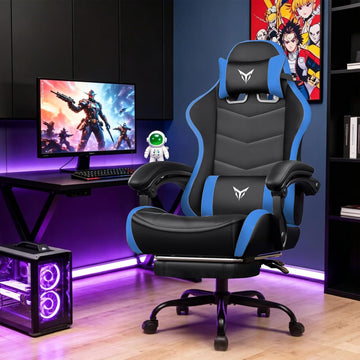 Gaming Chair for Adults, Big and Tall 300LBS Heavy Duty Office Chair with Footrest, Ergonomic High Back Lumbar