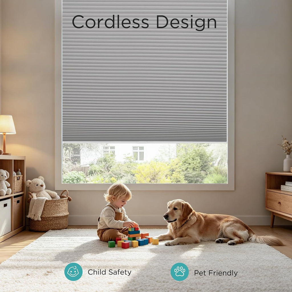Cordless Blackout Cellular Shades, 15" W x 36" H, White