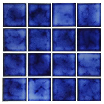 5 sq.ft. Marble Blue 3x3 Inches Porcelain Tile - Polished Square Mosaic for Swimming Pools, Spas, Showers, Kitchen