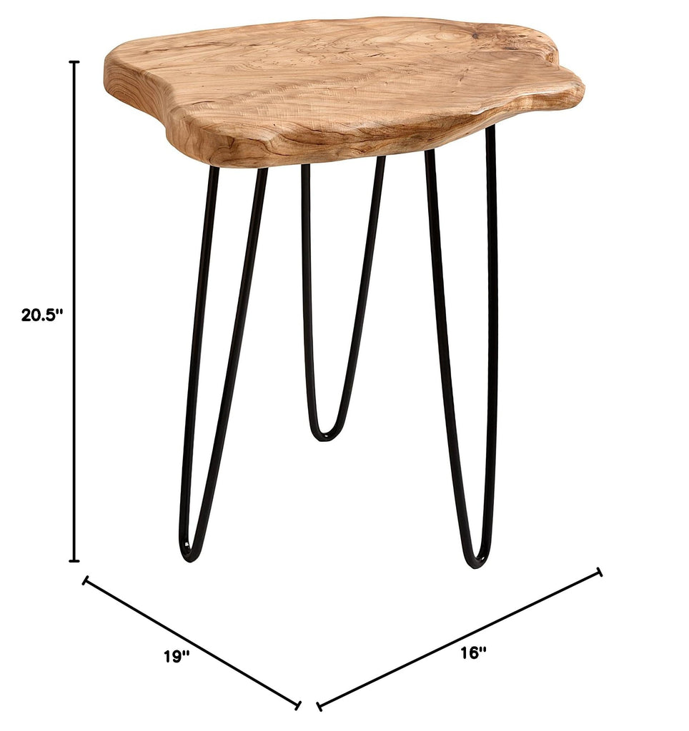 Live Edge Cedar End Table with Hairpin Legs, 20.5" H
