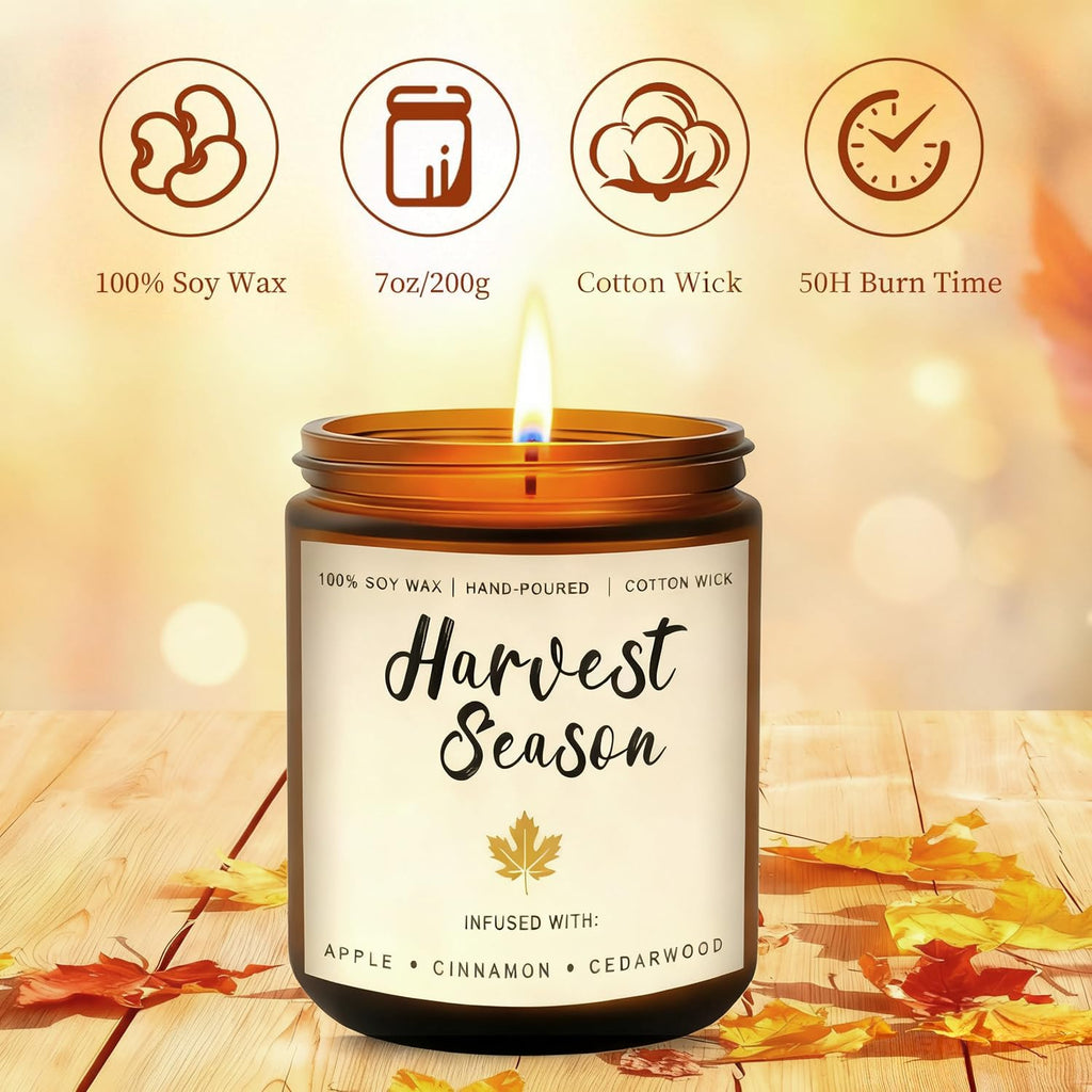 Fall Candles Gift Set - 4 Pack Scented Soy Candles, Autumn Decor