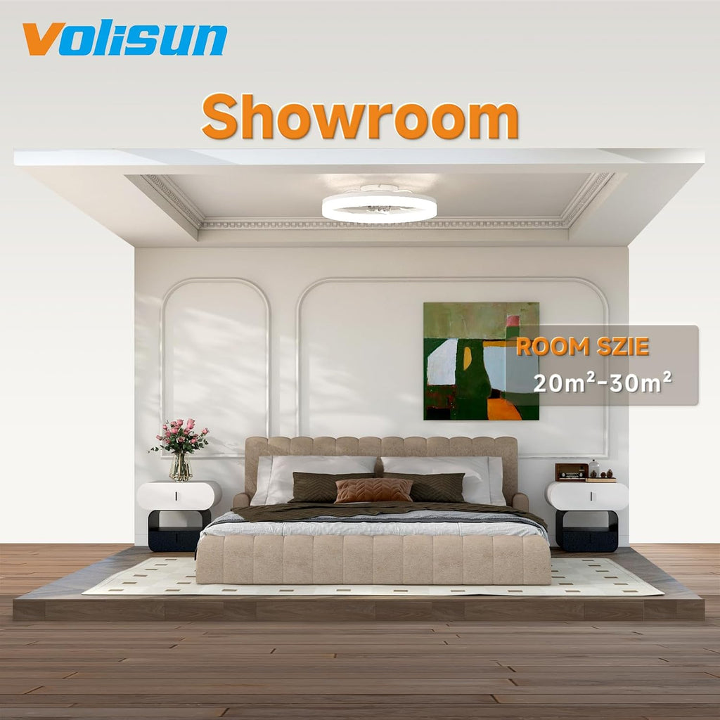 Low Profile Ceiling Fans with Lights and Remote, 23.6in Fandelier Ceiling Fan with Light