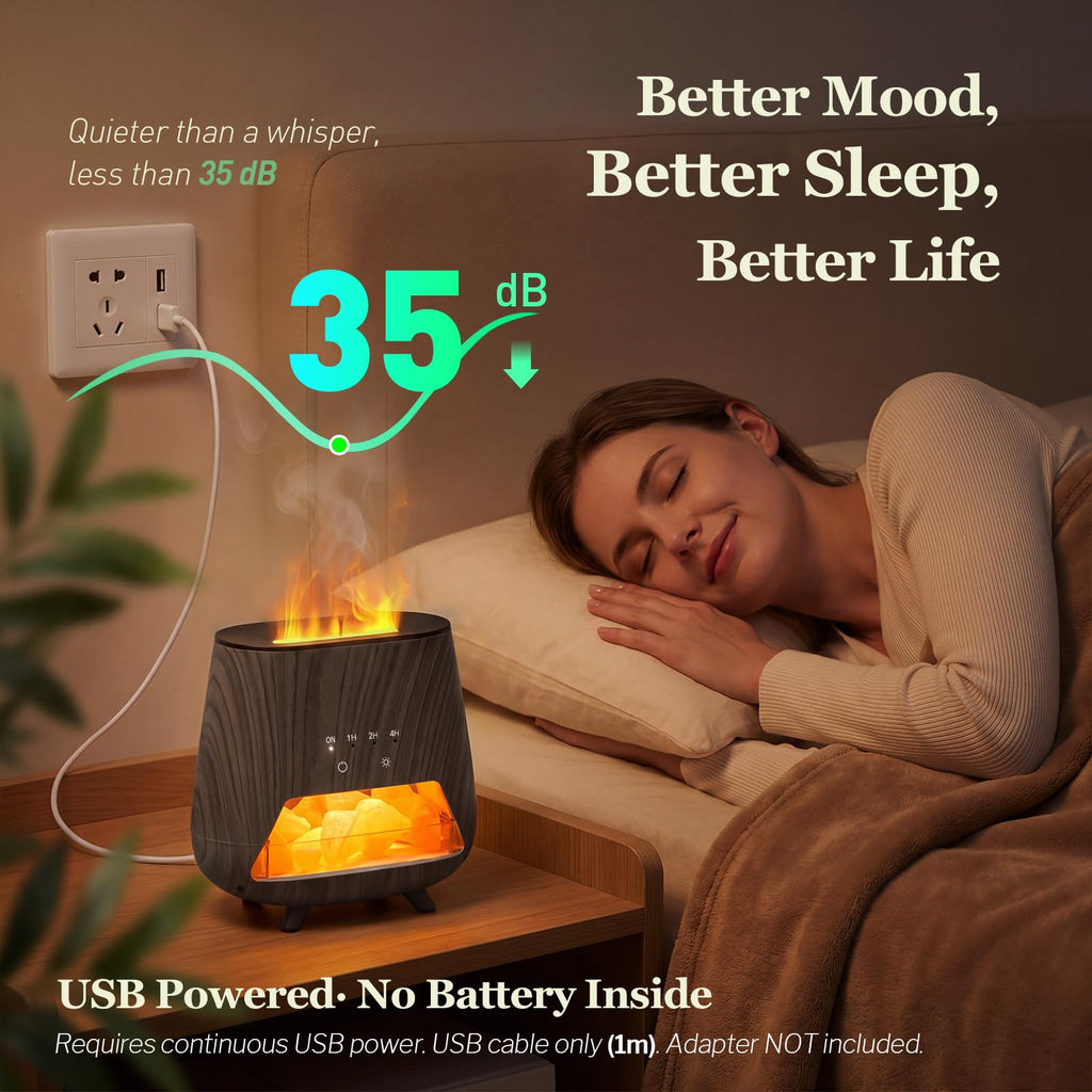 Essential Oil Diffuser : 4-in-1 Himalayan Salt Lamp(Black)