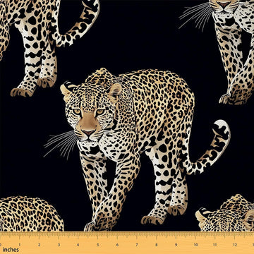 Cheetah Pattern Fabric by The Yard Leopard DIY Craft Hobby Polyester Fabric African Wild Animal Print Black Dot