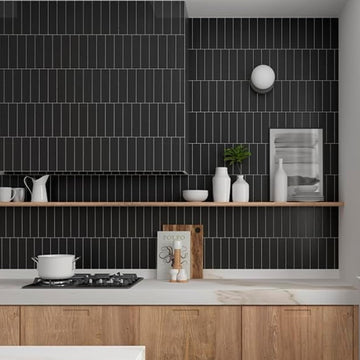 Subway Ceramic Tile Black 1.97x7.87 Matte 6.46 sq ft/case 60-Pack