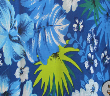 Polycotton Printed Hawaiian Blue / 60" Wide/Sold by the Yard