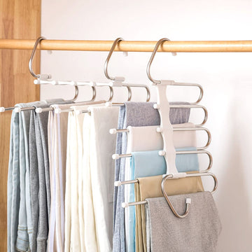 Upgrade Azeroth Pants Hangers 4 Pack Space Saving S-Type Stainless Steel Clothes Pants Hangers, Anti-Slip
