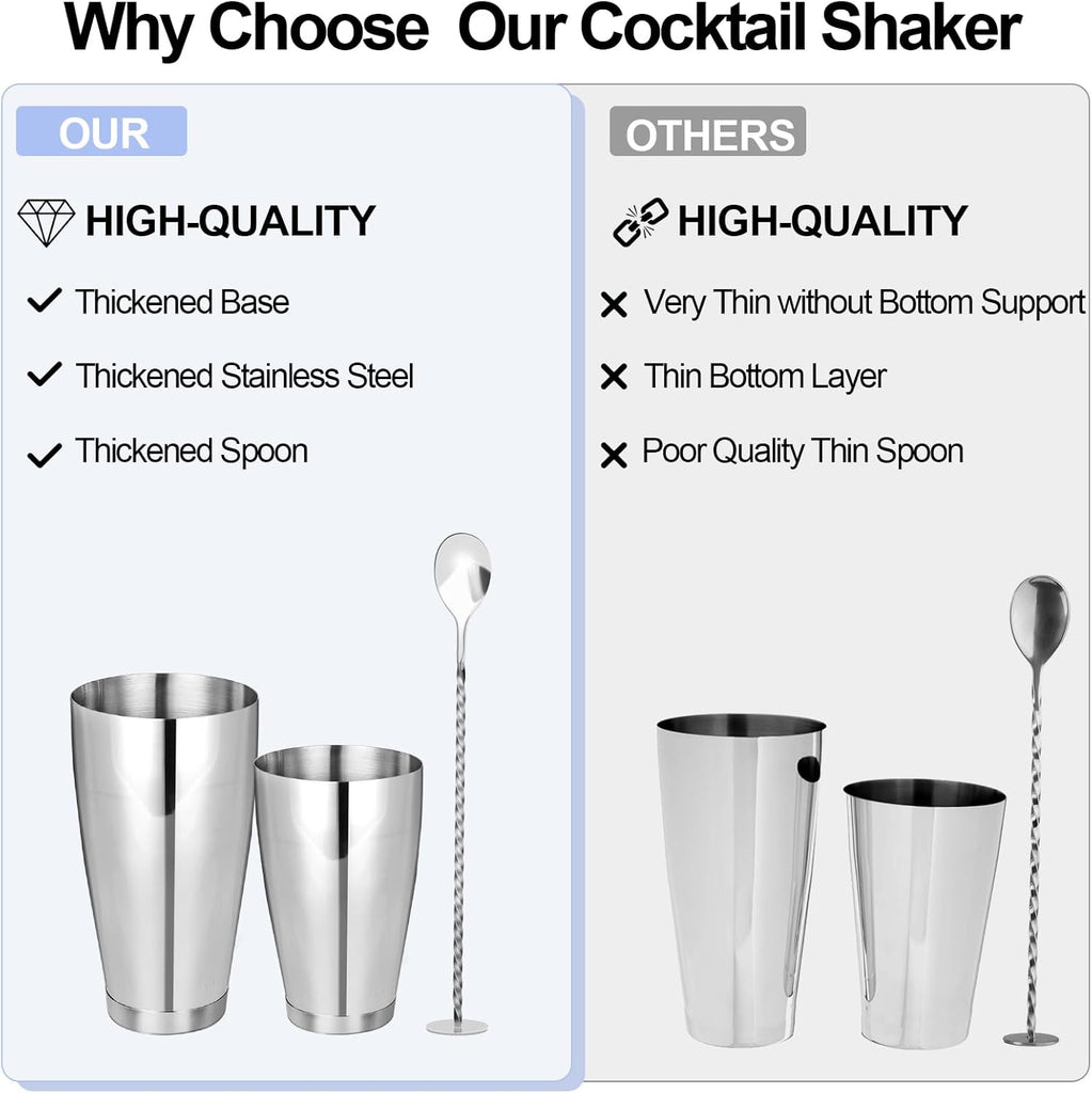 Cocktail Shaker Set,Boston Shaker Drink Shaker Bartending Kit - Set of 15
