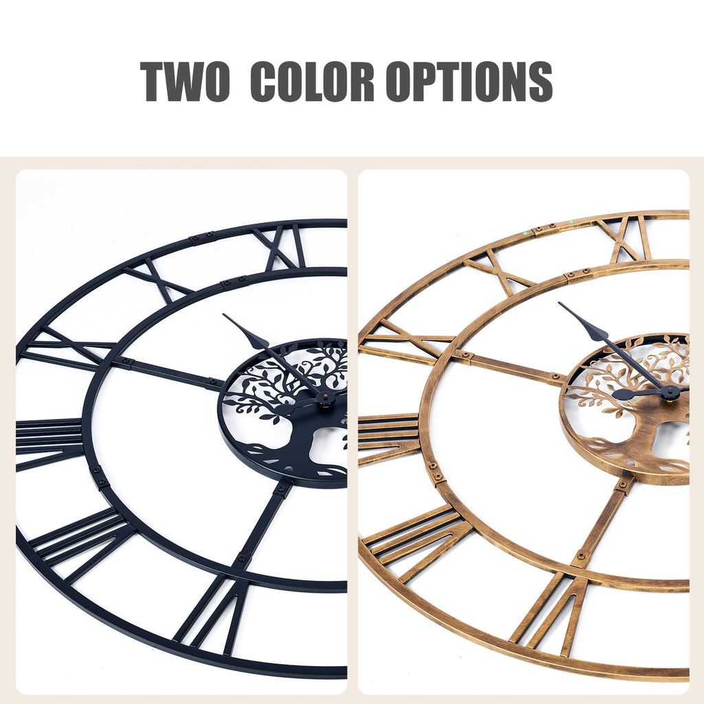 40in Large Silent Wall Clock, Easy Assembly Roman Numeral Black