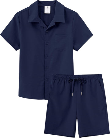 Boys Short 2 Pieces Set Beach Vacation Outfits Texture Set Kids