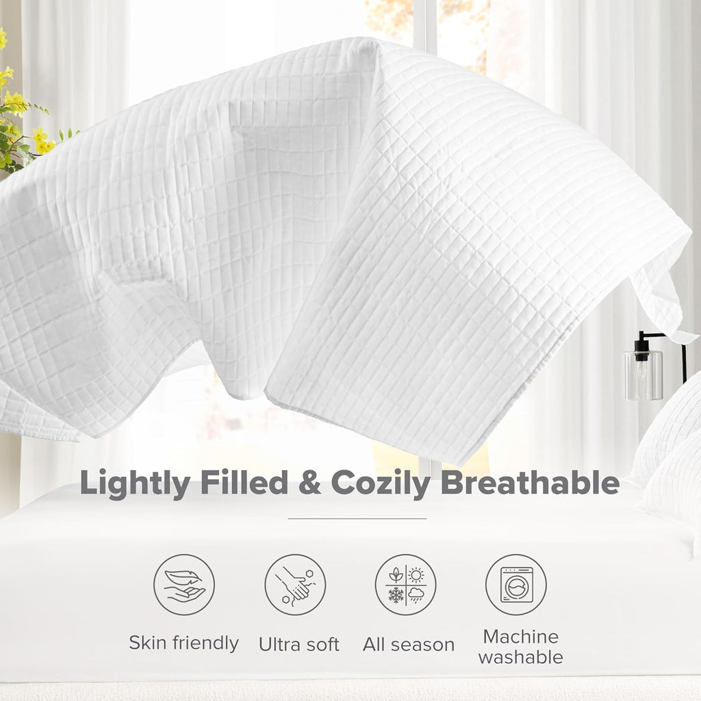Quilt Set- Double Sided Stitching Design Summer Blanket, Lightweight, Soft, All Season Bedding Layer, Matching