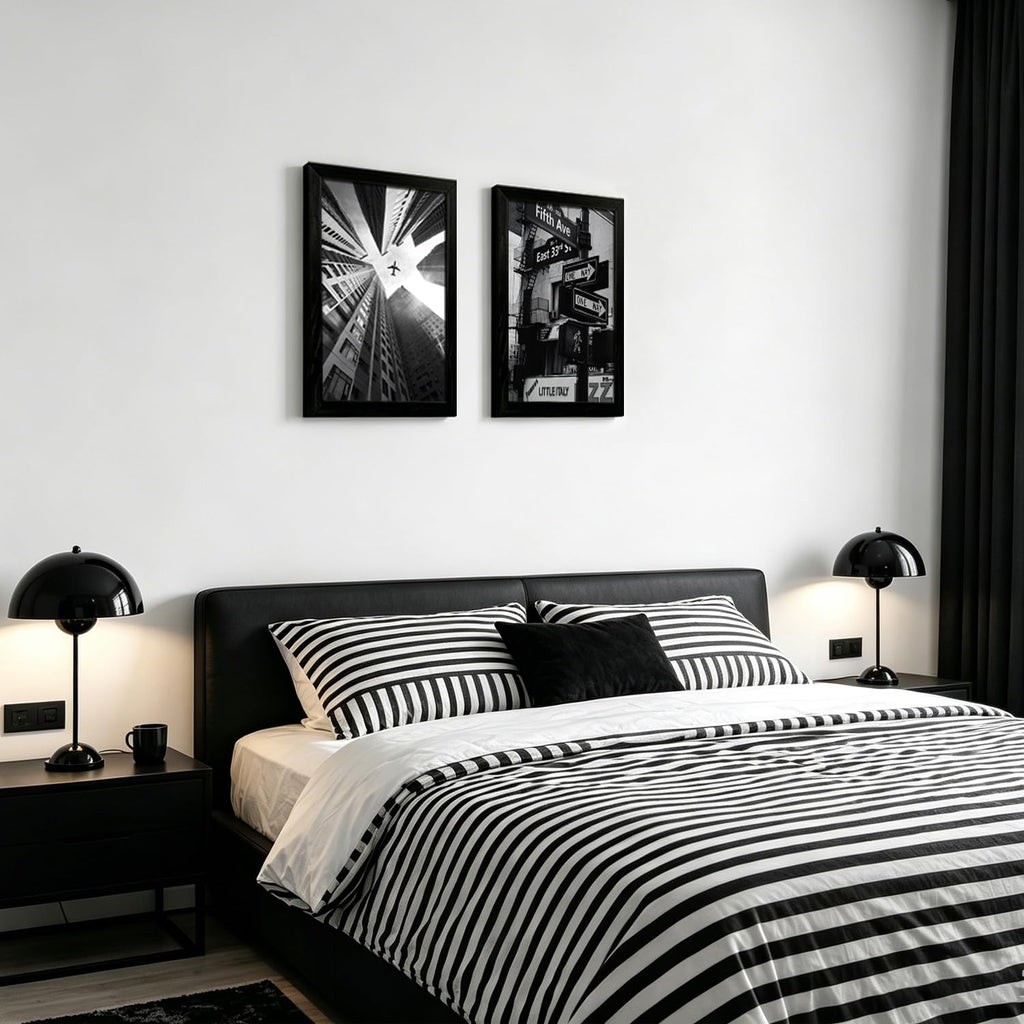 2 Pcs New York City Wall Fashion Posters 16x24 Inch Black Framed