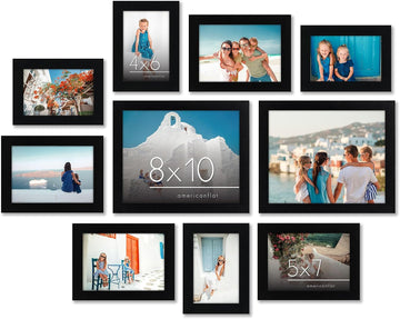 Set of 10 Picture Frames with Shatter-Resistant Glass - Gallery Wall Frame Set with Two 8x10, Four 5x7 and Four 4x6