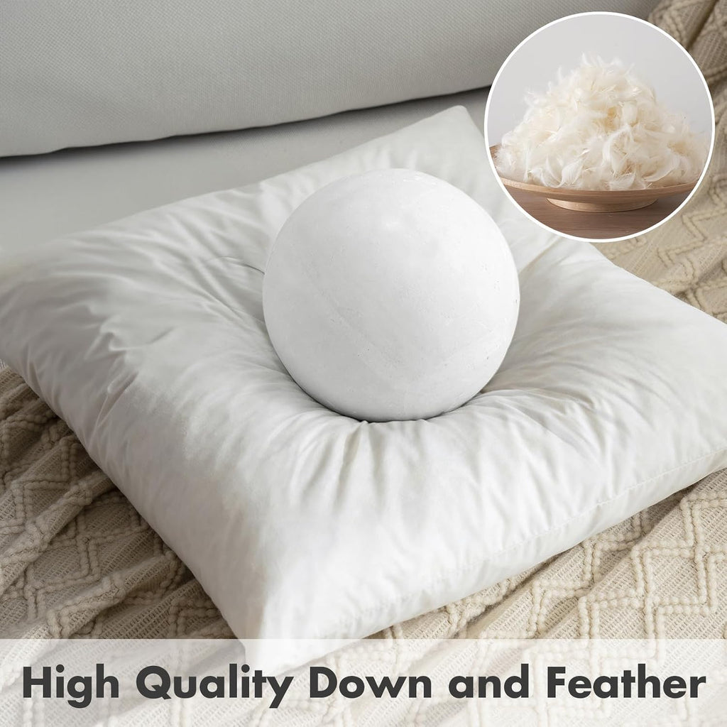 22x22 Pillow Inserts 2 Pack, Feather Down with Cotton Fabric Pillows - Set of 2
