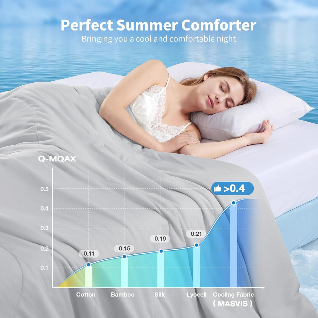 Cooling Comforter Queen Size, Cooling Blanket for Hot Sleepers Lightweight Summer Blanket with Double-Sided Cold Tech