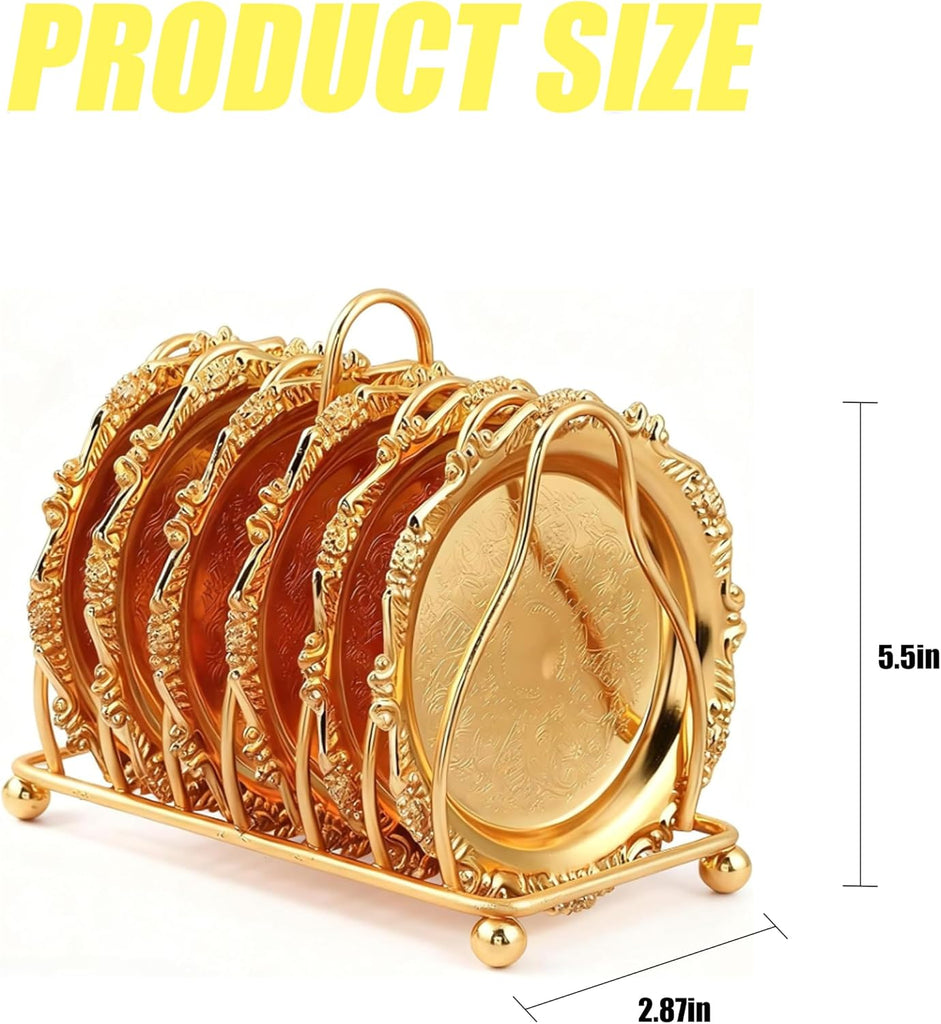 Luxury Gold Coasters Set, 6-Piece - Set of 6