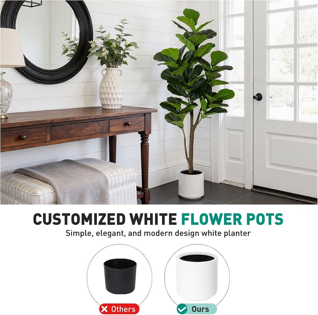 Artificial Fiddle Leaf Fig Tree 5FT with Planter Faux Trees Indoor Tall Artificial Tree, Stable Base, 58 Realistic