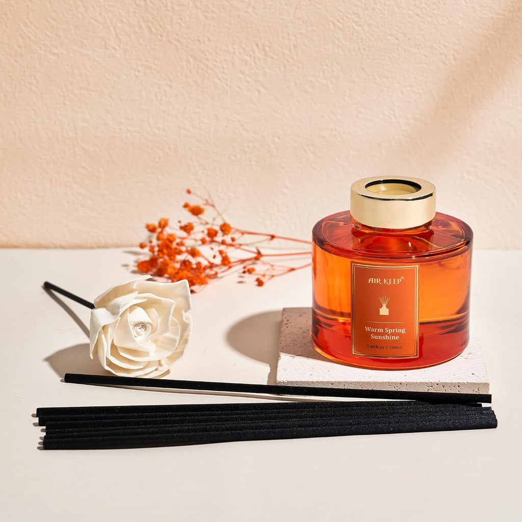Flower Reed Diffusers Set, 5.07 oz Freesia/Passion Fruit/Orange Scented Oil Diffuser with 8 Reed Sticks, Home