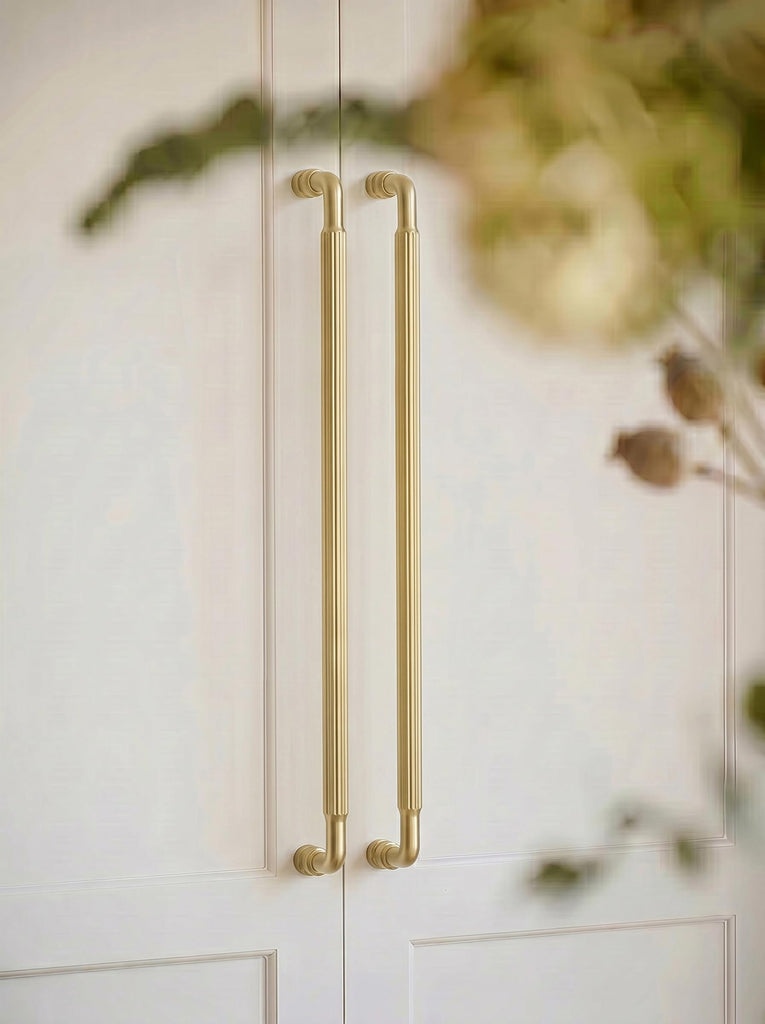Champagne Bronze Cabinet Pulls 12-5/8 in, 6 Pack Fluted Bar Handles