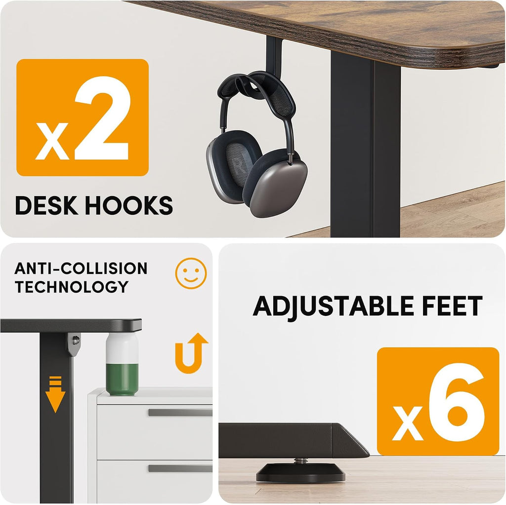 L Shaped Standing Desk - 63 x 55 Inch Electric Adjustable Height Corner Standing Desk, Ergonomic Sit Stand Up Table