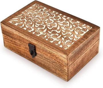 Jewelry Boxes Mango Wood Tree of Life Engraving Jewellery Box for Women-Men Jewel | Home Decor Accents (8" X 5" X 3")