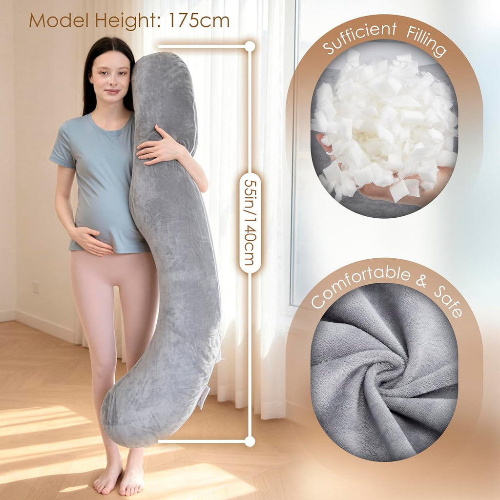 Pregnancy Pillow, F Shaped Maternity Pillow, Adjustable Pregnancy Wedge Pillow with Full Body Support for Back