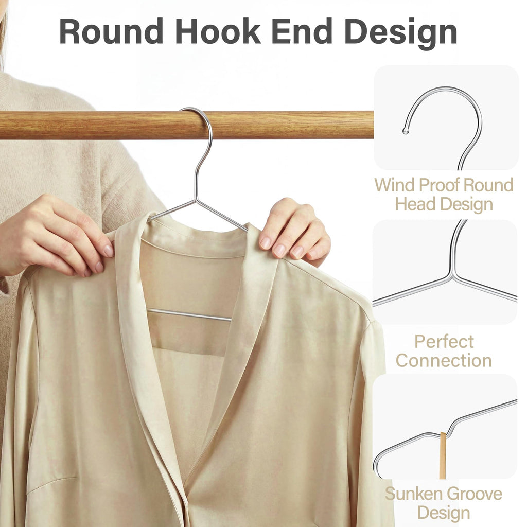 Coat Hanger, 40 Pack Metal Wire Hangers for Clothes, Stainless Steel, Heavy Duty, Ultra Thin, Space Saving, 16.5 Inch