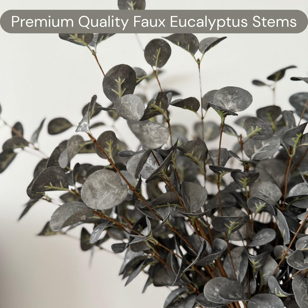 6 Branches Artificial Long Eucalpytus Stems For Tall Vase, Real Look