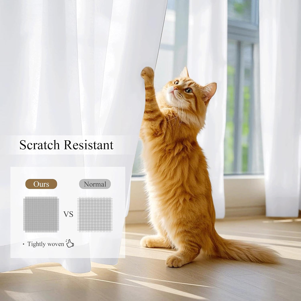 2 Panels Privacy Sheer Cafe Curtains 26 x 30 Inches, Light Filtering Kitchen Curtains Home Decor, Non-See-Through