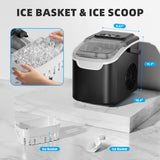 Countertop Ice Maker Machine, 8 Cubes in 6 Mins, 26.5 lbs/Day, Self-Cleaning, 2 Sizes, Ultra-Quiet