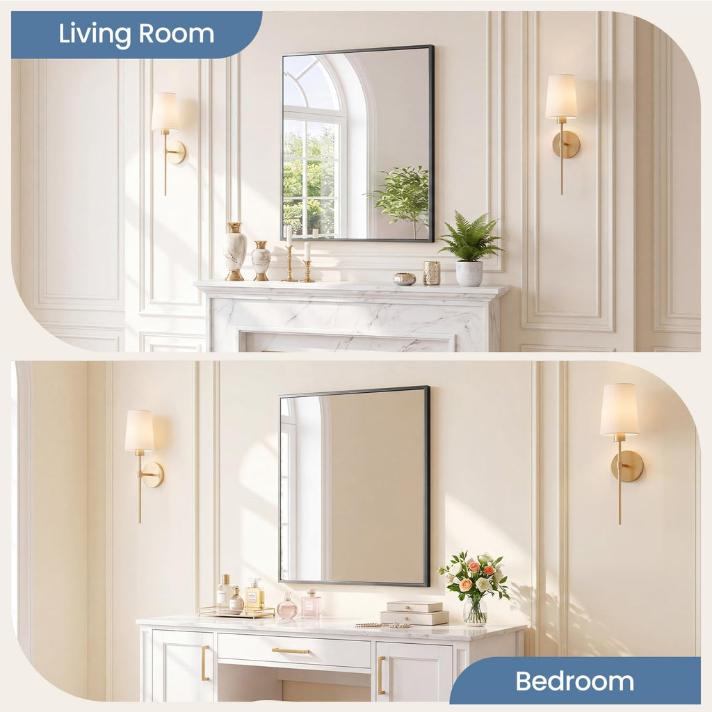 30"x36" Rectangle Wall Mirror, Bathroom Mirrors for Over Sink, Black