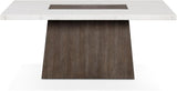 Rafferty Modern Solid Wood 70-inch Rectangle Dining Table with Genuine White Marble Tabletop and Tapered Pedestal