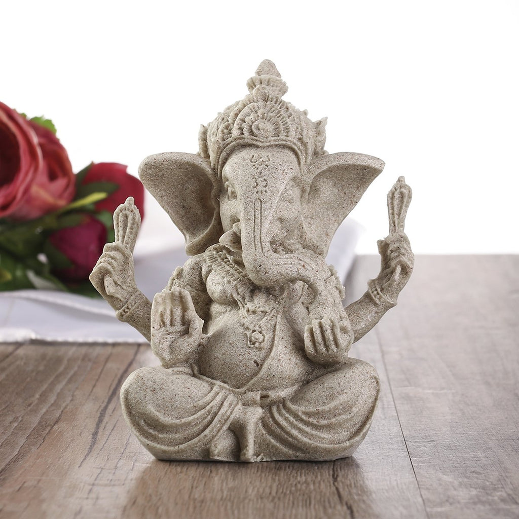 Elephant Statue Sculpture Sandstone Ganesha Buddha Figurine