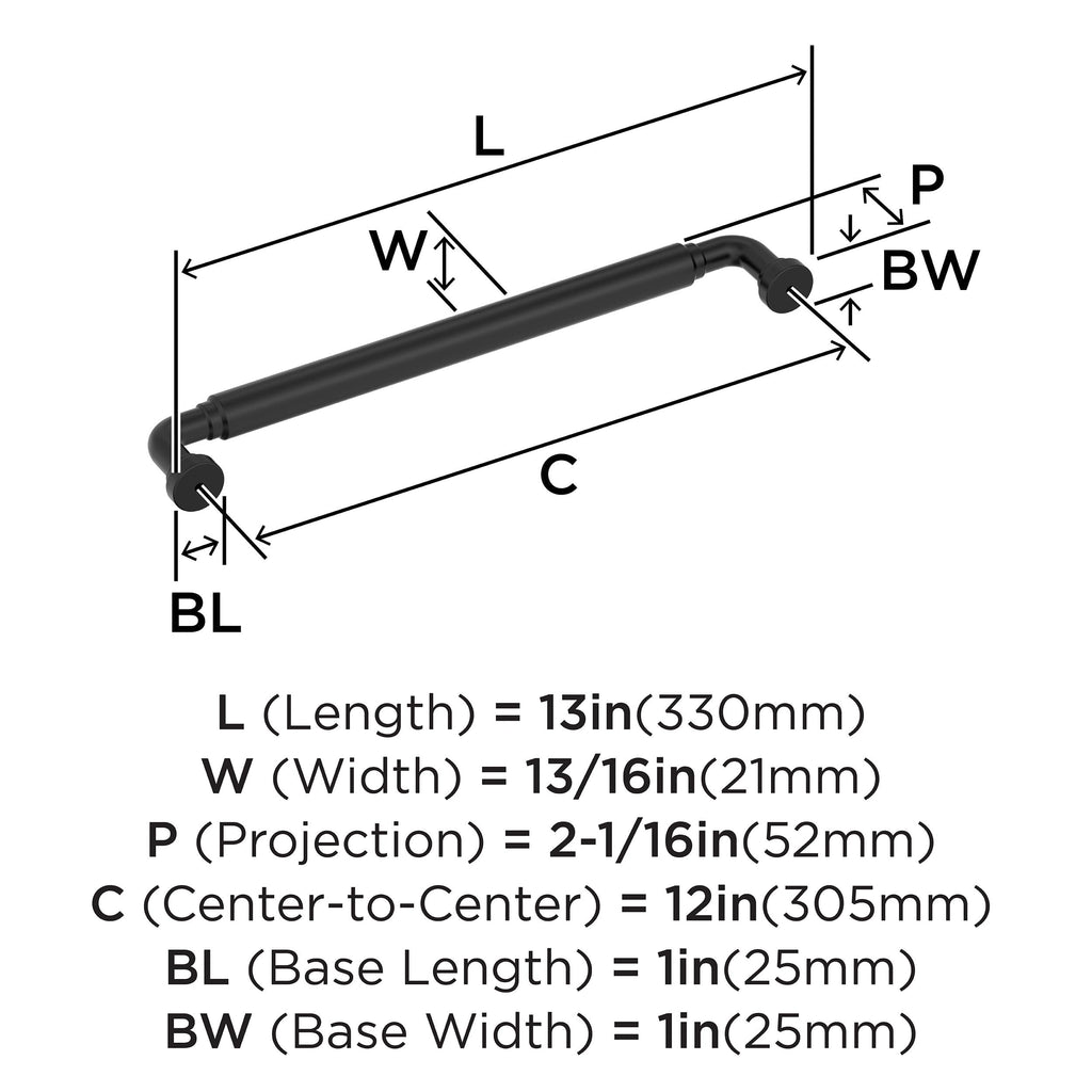 12" Coble Matte Black Appliance Pull