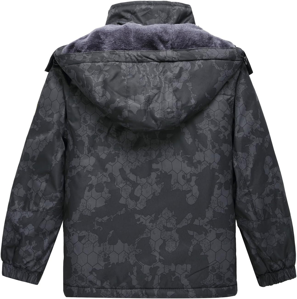 Boy's Waterproof Ski Jacket Winter Warm Thick Snow Coat Windproof Fleece Kids Outdoor Hooded Snowboard Jackets