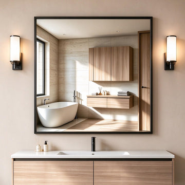 30"x36" Rectangle Wall Mirror, Bathroom Mirrors for Over Sink, Black
