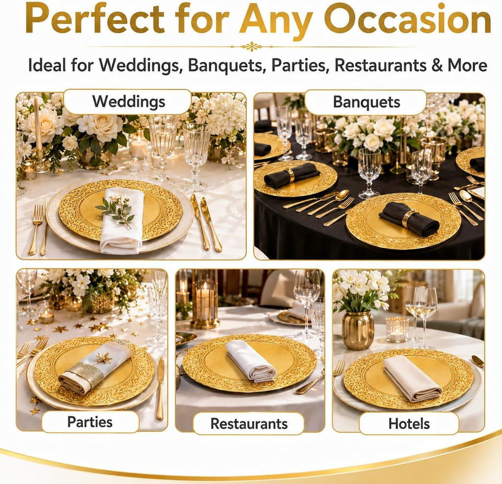 Gold Charger Plates Bulk 100 Pack 13 Inch Charger Plates - Set of 100