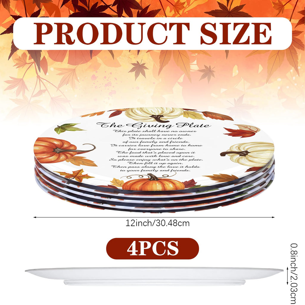 4 Pcs Melamine Thanksgiving Pumpkin Plates Fall Dinnerware 10 Inch