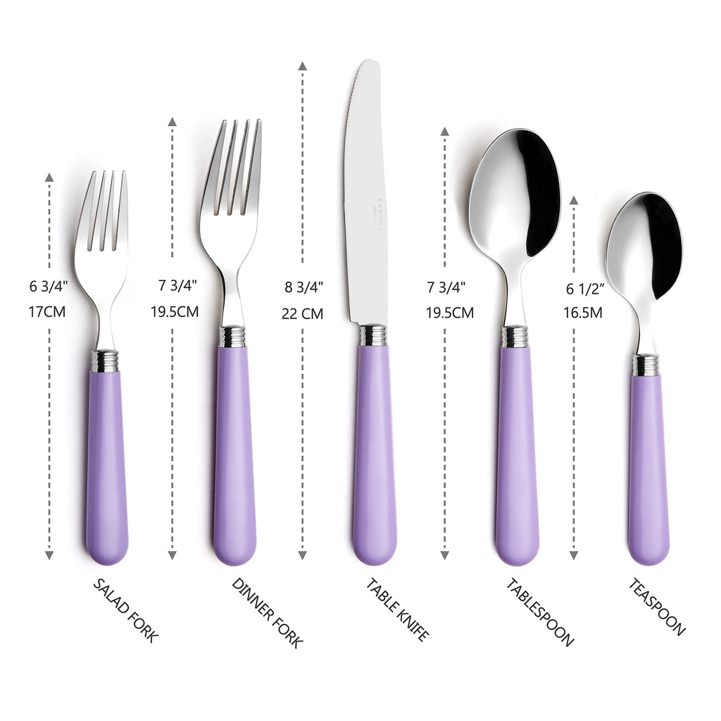 Stainless Steel Colorful Tableware Kitchen Flatware Set Utensils, Includes Dinner Knives, Forks, Spoons, Salad Forks