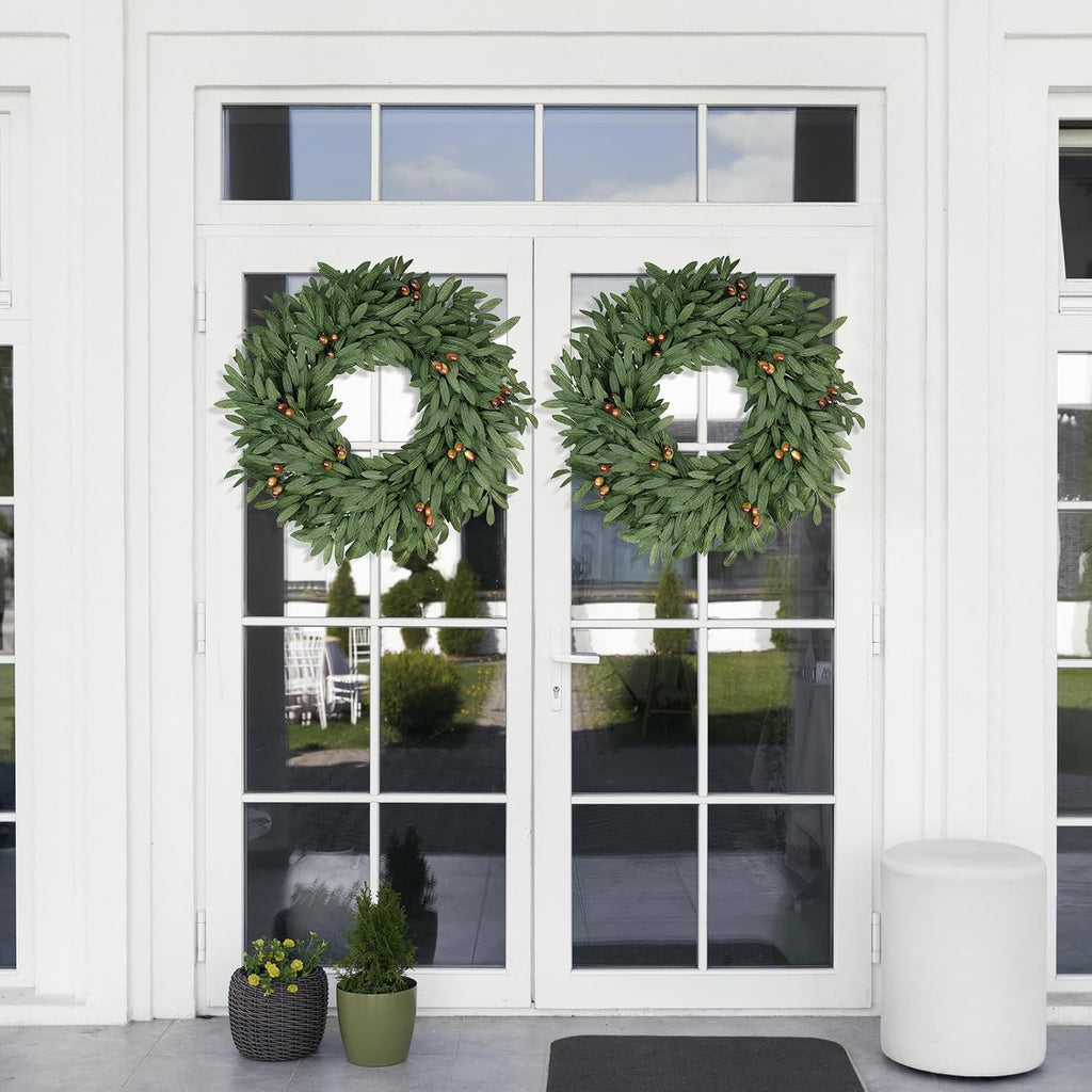 24 Inch Large Eucalyptus Olive Wreaths for Front Door with Olives