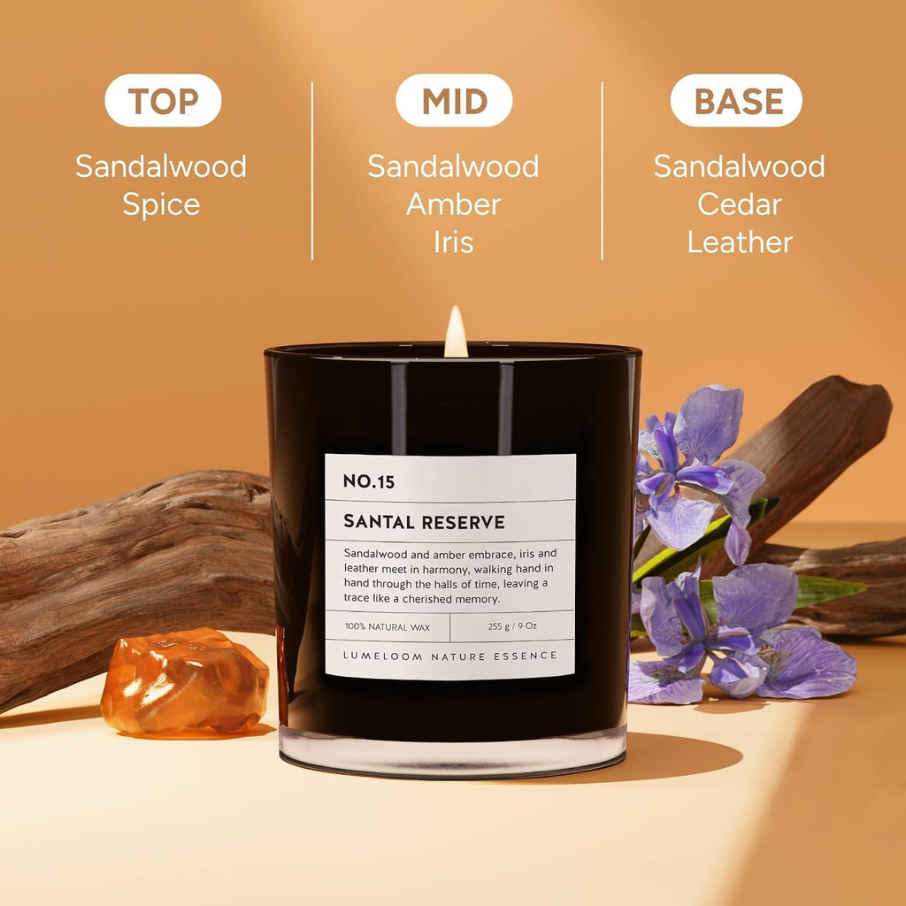 Santal Reserve Scented Candle 9oz Soy Wax Candles Scented - Set of 9