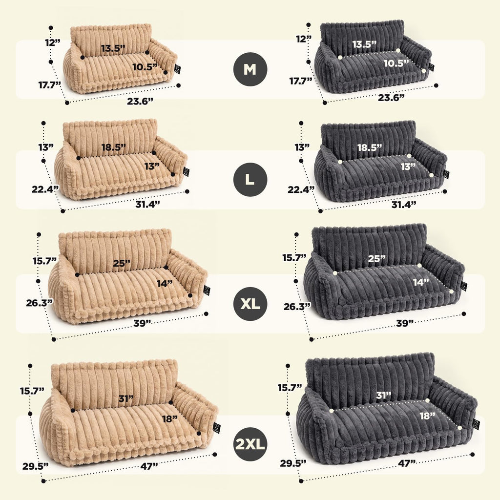 Orthopedic Dog Couch, Fluffy Pet Sofa Bed, Washable Cover