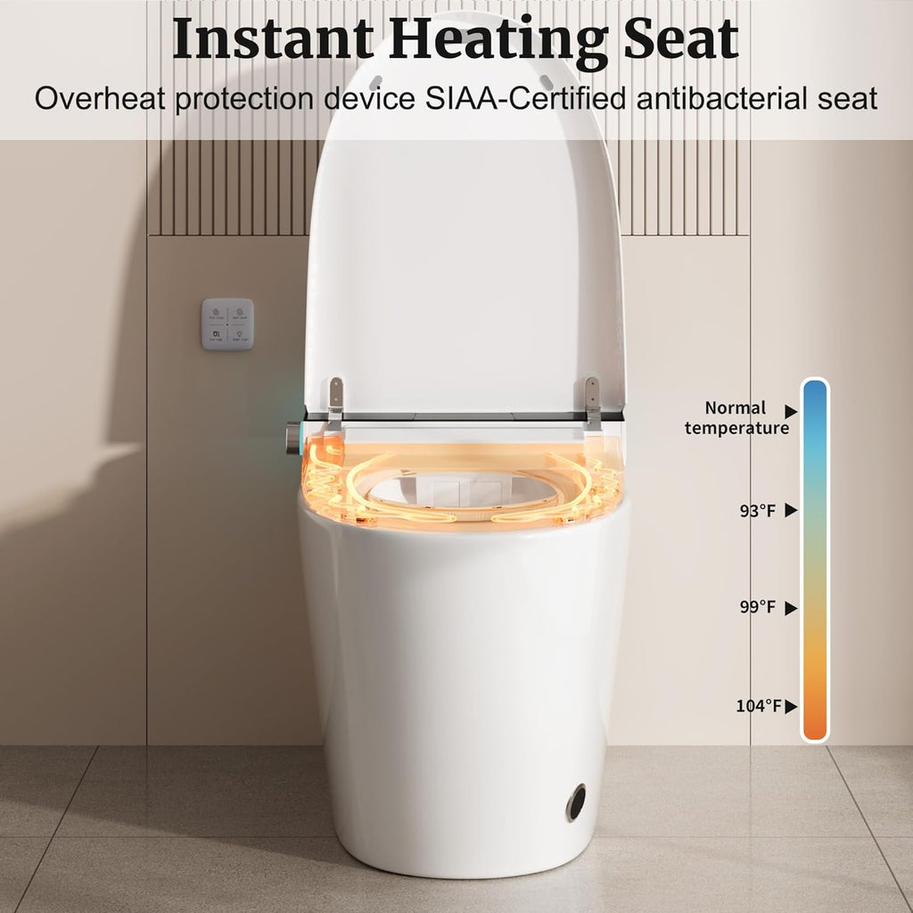 Smart Toilet with Elongated Heated Seat, Auto Flush, Manual Soft-Close Seat & Lid, Night Light